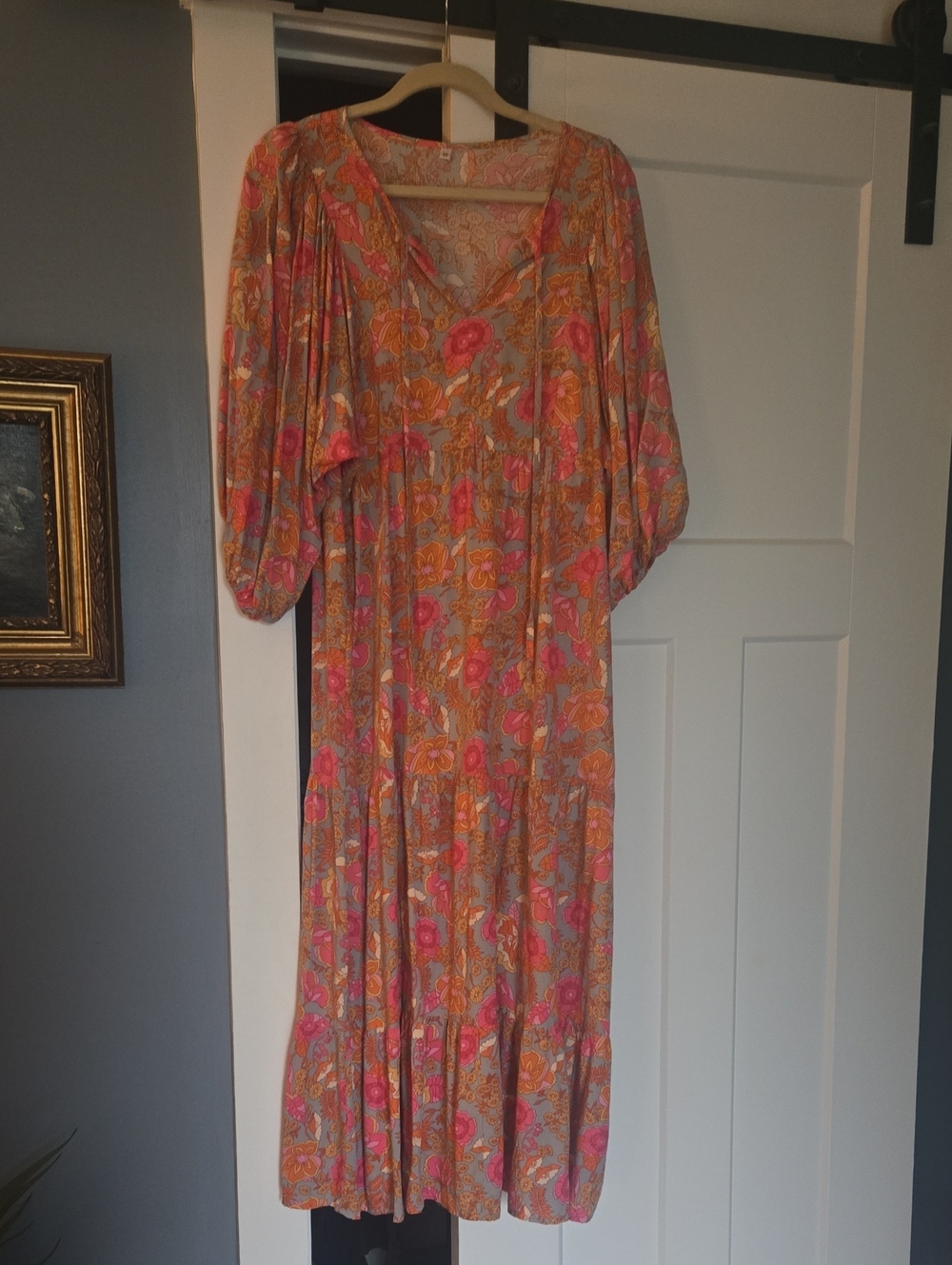 Floral Maxi Dress - Pink & Orange